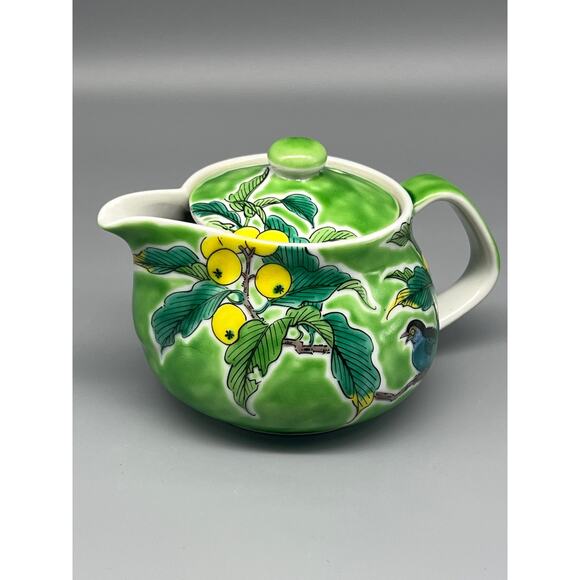 Kyusu KUTANI YAKI WARE Teapot Hand paint Yoshidaya Flower Bird Japanese ~READ~ - Picture 9 of 12